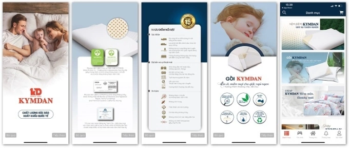 Giao diện app Kymdan Store bằng tiếng Việt, đơn giản, dễ sử dụng, có tích hợp trên cả hai hệ điều hành Android và iOS.