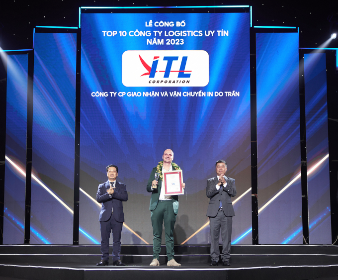 ITL nhận vinh danh Top 10 Doanh nghiệp uy tín ngành Logistics 2023 với vị trí dẫn đầu, theo xếp hạng của Vietnam Report. Ảnh: ITL