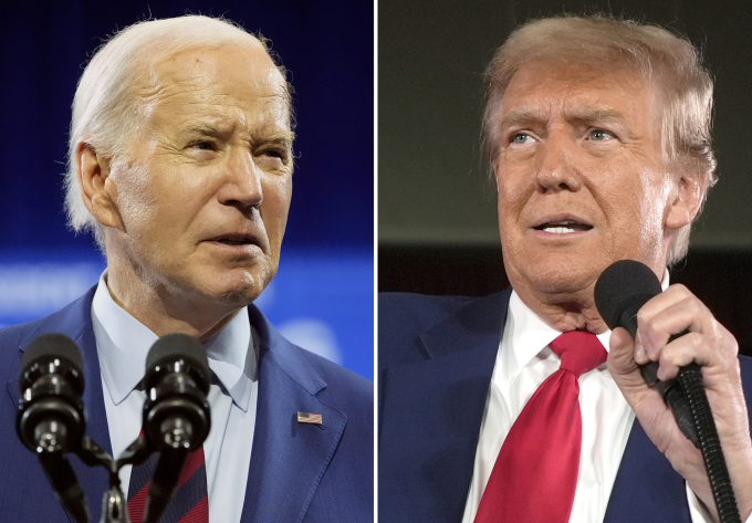 Tổng thống Mỹ Joe Biden (trái) và cựu tổng thống Donald Trump. Ảnh: AP