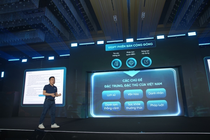 Tiến sĩ Nguyễn Kim Anh (Giám đốc Sản phẩm VinBigdata) công bố  Ra mắt ViGPT - ChatGPT phiên bản Việt dành cho người dùng cuối, với ưu thế về khả năng cung cấp thông tin đặc thù của Việt Nam vào tháng 12/2023.