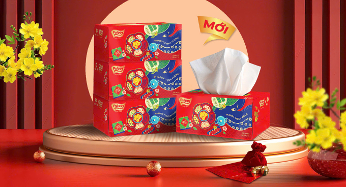 Giấy lụa hộp Pulppy - Tết 2025 mang màu sắc của Tết - màu đỏ. Ảnh: Pulppy