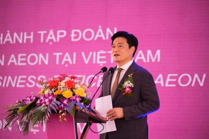 Ông Tezuka Daisuke - Thành viên Ban điều hành, trưởng đại diện Tập đoàn Aeon tại Việt Nam, Tổng giám đốc Aeon Việt Nam phát biểu tại lễ khởi công. Ảnh: Aeon Việt Nam
