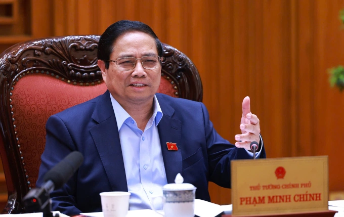 Thủ tướng Phạm Minh Chính tại cuộc họp, ngày 10/5. Ảnh: VGP