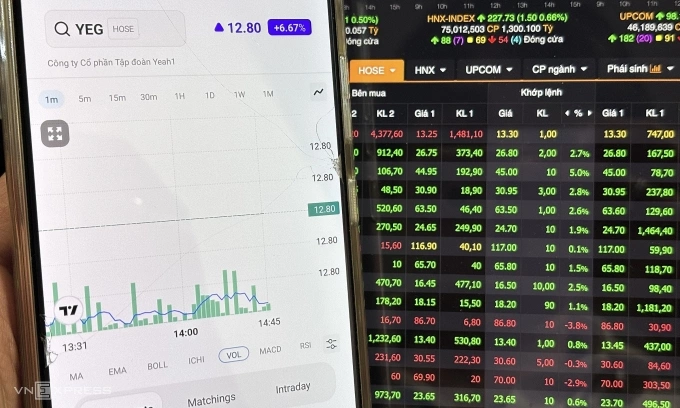 Nhà đầu tư đang theo dõi cổ phiếu Yeah1 phiên 12/6. Ảnh: Tất Đạt