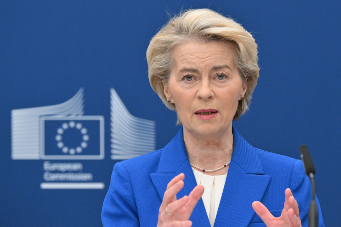 Chủ tịch EC Ursula von der Leyen tại Brussels ngày 3/4. Ảnh: AFP