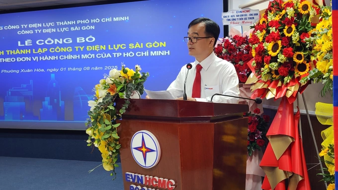 Ông Trần Vũ Quang phát biểu về việc thành lập Công ty Điện lực Sài Gòn. Ảnh: EVNHCMC
