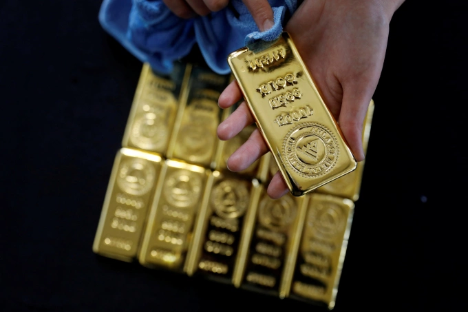 Các thỏi vàng trọng lượng 1kg tại Corum, Thổ Nhĩ Kỳ. Ảnh: Reuters