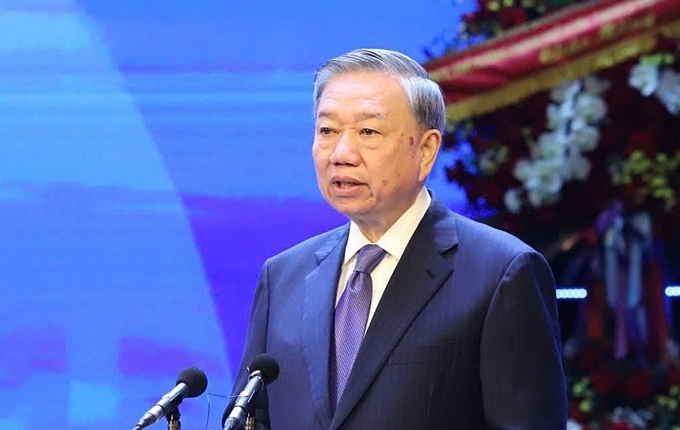 Tổng Bí thư Tô Lâm phát biểu tại Lễ kỷ niệm 80 năm Ngày truyền thống ngành tài chính, ngày 8/8. Ảnh: VGP