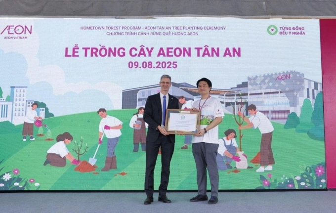 Aeon Tân An hướng tới trở thành trung tâm thương mại đầu tiên tại khu vực Đồng bằng sông Cửu Long đạt chứng nhận Lotus hạng Vàng – chứng nhận công trình xanh của Việt Nam. Ảnh: Aeon Việt Nam