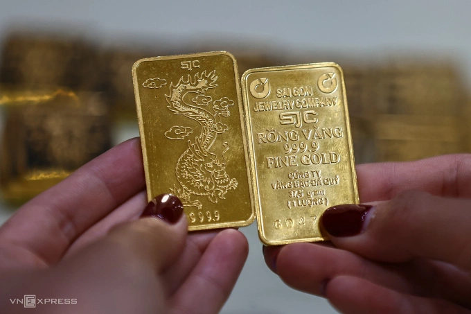 Vàng miếng tại trụ sở SJC ở quận 3, tháng 3/2025. Ảnh: Quỳnh Trần