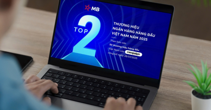 MB thuộc top 50 thương hiệu hàng đầu, thuộc top 2 thương hiệu ngân hàng tại Việt Nam. Ảnh: MB