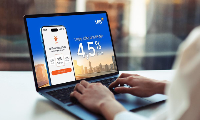 Tài khoản Siêu lợi suất giúp dòng tiền nhàn rỗi của doanh nghiệp sinh lời đến 4,5% một năm. Ảnh: VIB