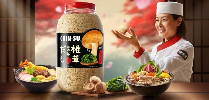Hạt nêm nấm shiitake - tảo kombu kết hợp giữa nấm shiitake và tảo kombu Nhật Bản. Ảnh: Masan