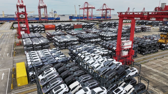 Ôtô chờ xuất khẩu ở Cảng Thái Thương, Tô Châu, Trung Quốc ngày 9/5/2024. Ảnh: Reuters
