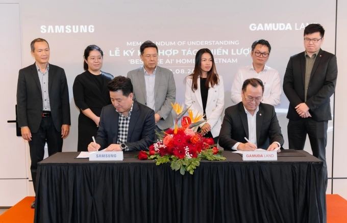 Lễ ký kết hợp tác của GLVN và Samsung. Ảnh: Gamuda Land