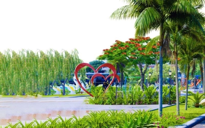 Không gian xanh tại công viên ven sông Tào Khê. Ảnh: Centa Riverside