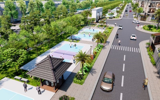 Phối cảnh công viên thể thao sắp được triển khai tại Centa Riverside, khởi điểm là các sân pickleball. Ảnh: Centa Riverside