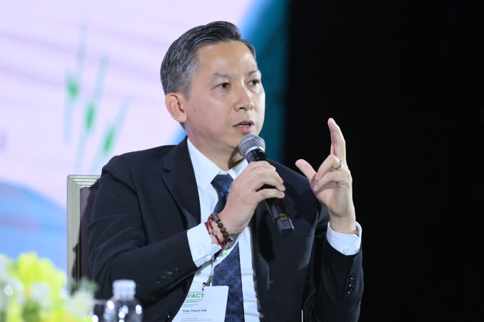 Ông Trần Thanh Hải, Phó tổng giám đốc bộ phận năng lượng và cơ sở hạ tầng của VinaCapital, tại sự kiện. Ảnh: SE