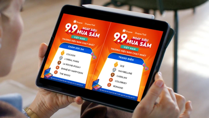 Shopee Mall công bố các thương hiệu bán chạy nhất của từng ngành hàng trong dịp 99. Ảnh: Shopee