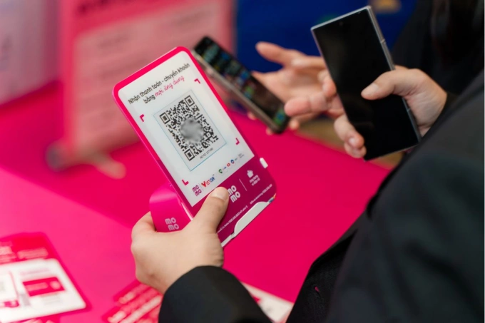 Loa thông báo chuyển khoản tích hợp cùng mã QR. Ảnh: MoMo