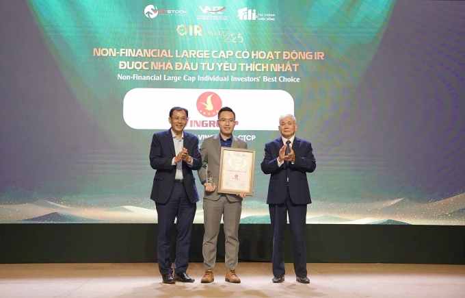 Đại diện Vingroup nhận giải thưởng tại IR Awards 2025. Ảnh: Vingroup