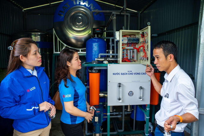 Hệ thống lọc nước sạch đặt tại khu vực ban quản lý Vườn quốc gia Tà Đùng. Ảnh: UOB