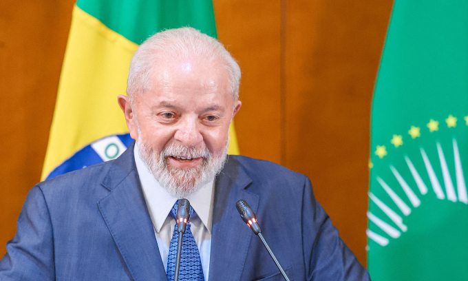 Tổng thống Brazil Luiz Inacio Lula da Silva phát biểu tại Addis Ababa, Ethiopia ngày 18/2/2024. Ảnh: AFP