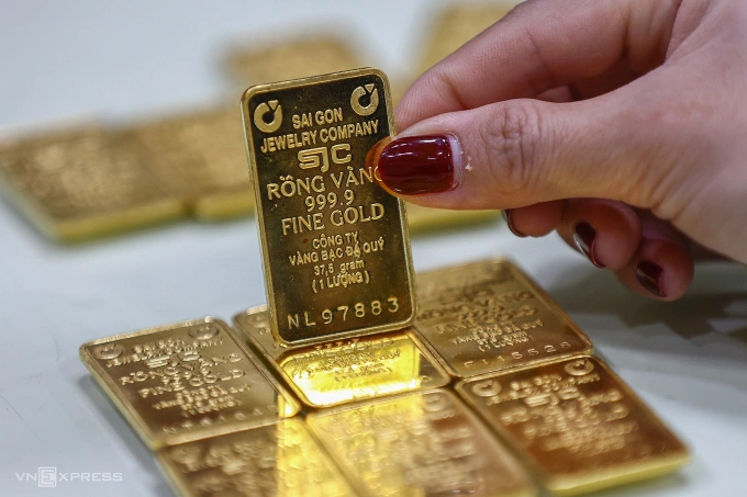 Vàng miếng tại trụ sở SJC ở quận 3, tháng 3/2025. Ảnh: Quỳnh Trần