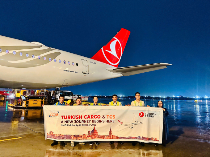Ngày 1/10, TCS đón chuyến bay hàng hóa đầu tiên hợp tác cùng Turkish Cargo. Ảnh: TCS