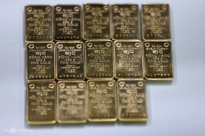 Vàng miếng tại trụ sở SJC ở phường Bàn Cờ, tháng 3/2025. Ảnh:Quỳnh Trần