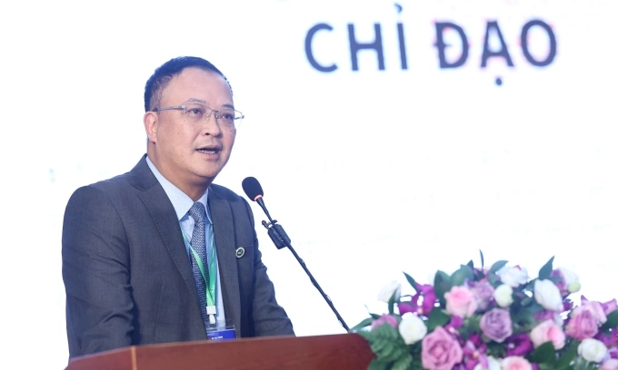 Ông Bùi Hoàng Hải, Phó chủ tịch Ủy ban Chứng khoán Nhà nước (SSC), phát biểu trong hội nghị sáng 17/10. Ảnh: SSC