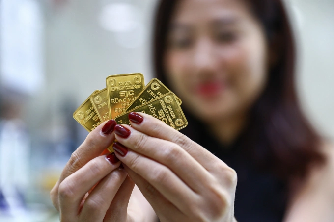 Vàng miếng tại trụ sở SJC ở phường Bàn Cờ, tháng 3/2025. Ảnh: Quỳnh Trần