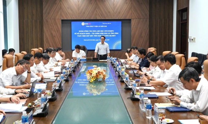 Ông Cao Quang Quỳnh, Thành viên HĐTV EVN phát biểu tại buổi làm việc. Ảnh: EVNSPC