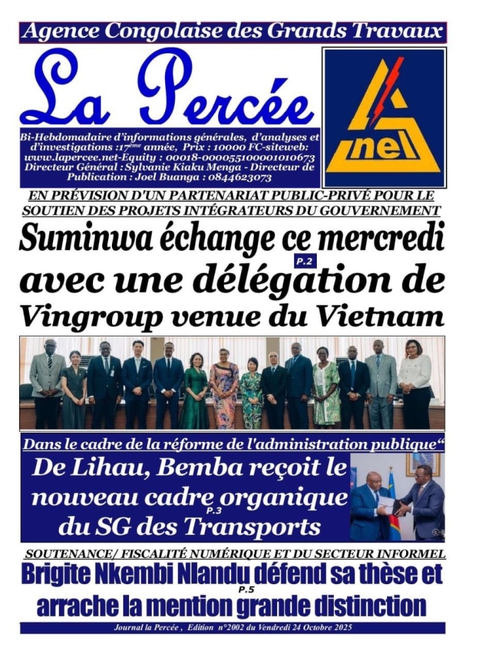 Tờ báo hàng đầu của Congo - La Percee đăng tải thông tin buổi làm việc giữa hai bên.