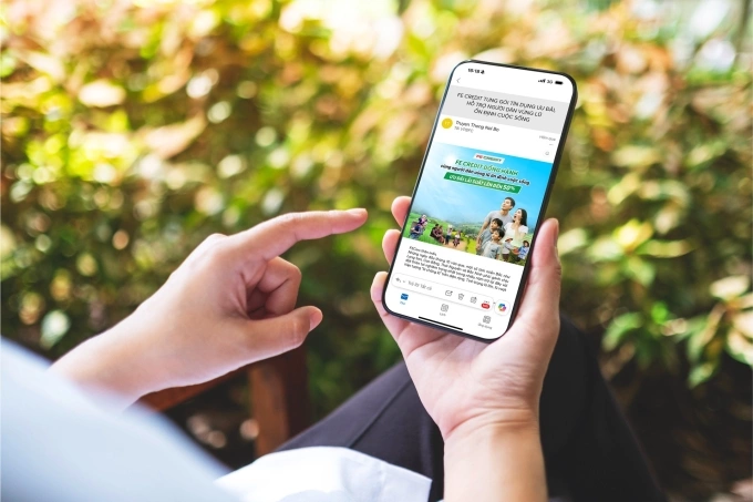 Giao diện chương trình ưu đãi chung tay cùng người dân vùng lũ của FE Credit. Ảnh: FE Credit