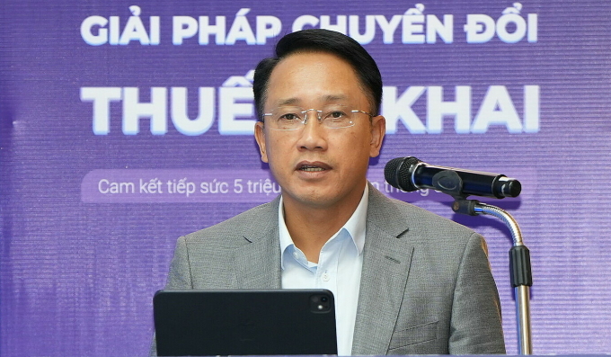 Phó cục trưởng Cục Thuế (Bộ Tài chính) Mai Sơn phát biểu tại sự kiện, ngày 11/11. Ảnh: Hồng Hạnh