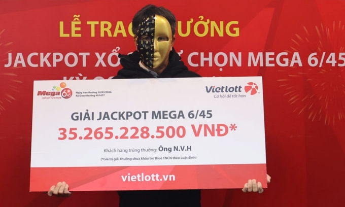 Ông N.V.H nhận giải Jackpot vào ngày 10/3 Ông N.V.H nhận giải Jackpot vào ngày 10/3