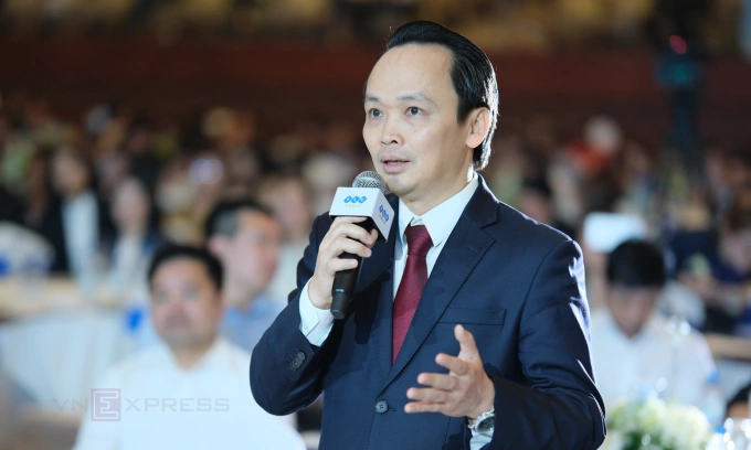 Ông Trịnh Văn Quyết xuất hiện với vai trò Chủ tịch Tập đoàn FLC tại sự kiện ở Gia Lai sáng 27/3. Ảnh: Anh Tú