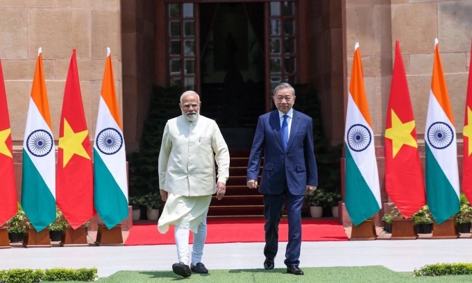 Tổng Bí thư, Chủ tịch nước Tô Lâm và Thủ tướng Ấn Độ Narendra Modi tại thủ đô New Delhi ngày 6/5. Ảnh: TTXVN