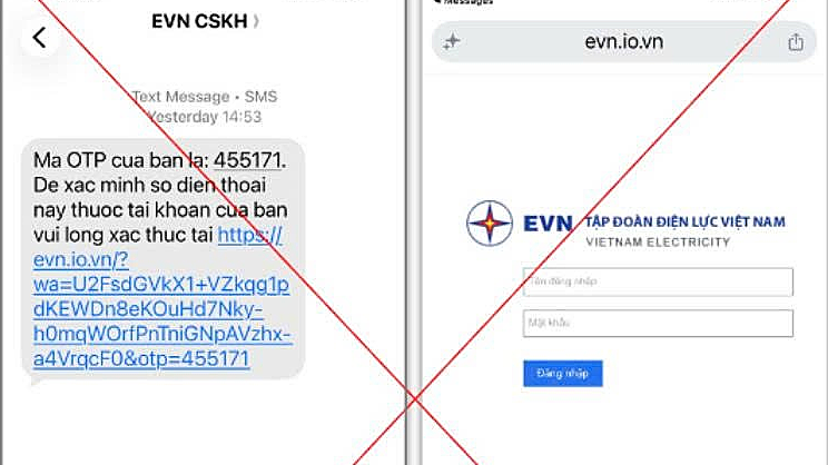 EVN cảnh báo lừa đảo bằng tin nhắn OTP giả mạo